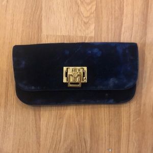 Tory Burch blue velvet evening bag